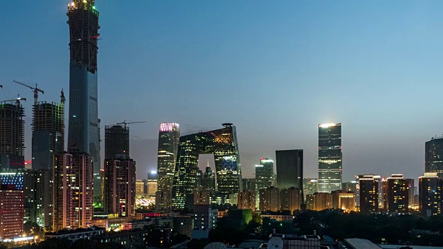 T/L TU高角度的北京天际线在晚上视频素材