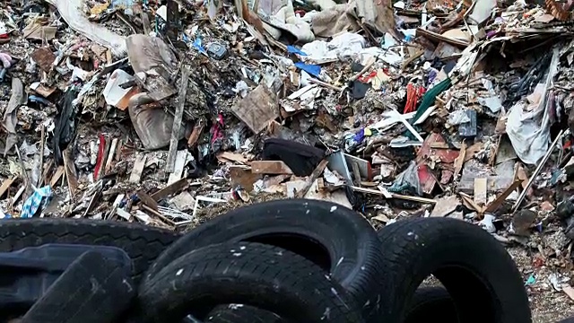 飓风自然灾害后的垃圾、残骸垃圾场。视频下载