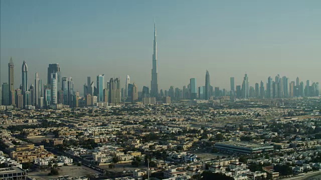 空中天际线迪拜摩天大楼Burj Khalifa阿联酋视频素材