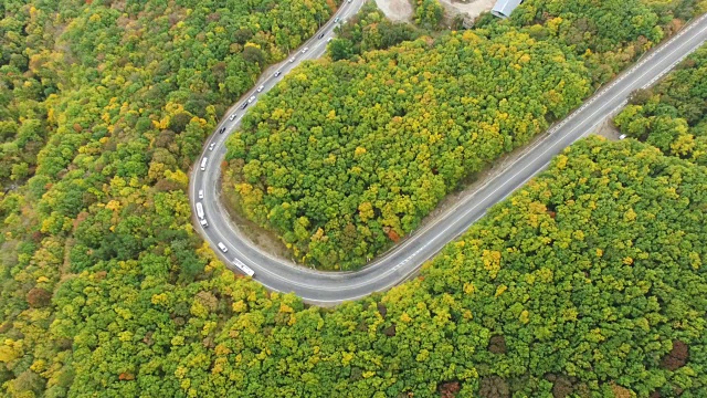 天线:多色山林中的公路视频素材