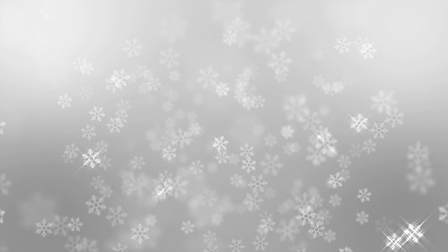 雪花飘落与火花灯光在蓝色背景，圣诞背景视频素材