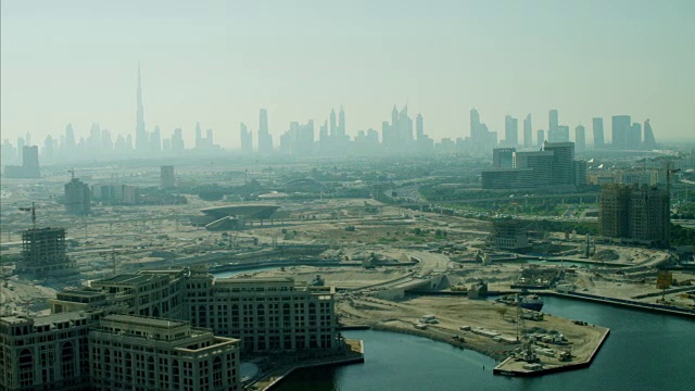 空中迪拜河发展迪拜地铁哈利法塔视频下载