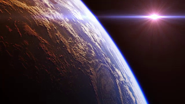 4 k。从太空看地球的美丽景色。现实的3 d动画。无缝循环。视频素材