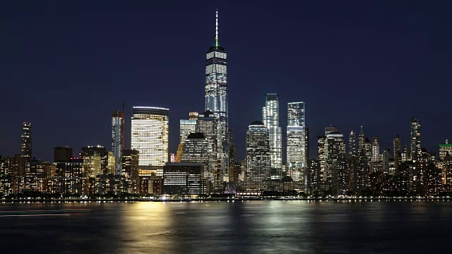 4K白天到晚上的视频延时纽约市下曼哈顿在日落视频素材