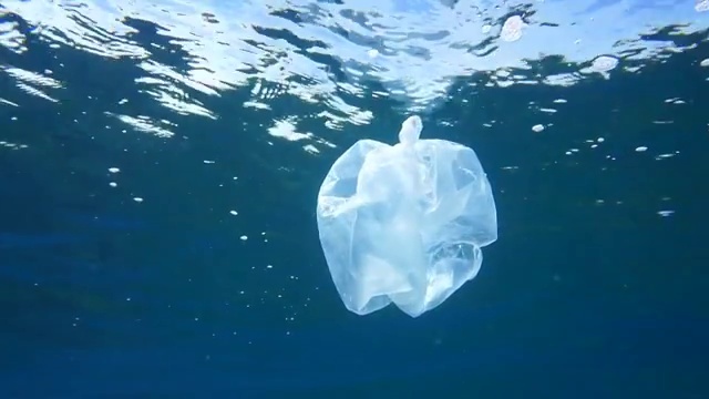 环境问题:海洋中的一次性塑料视频素材