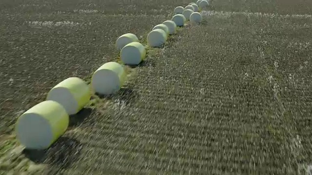 棉花农场上空的棉花包视频素材