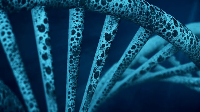 蓝色背景与旋转DNA。循环结束视频下载
