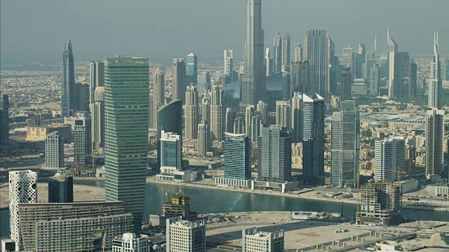 航空城市商业湾迪拜哈利法塔阿联酋视频素材