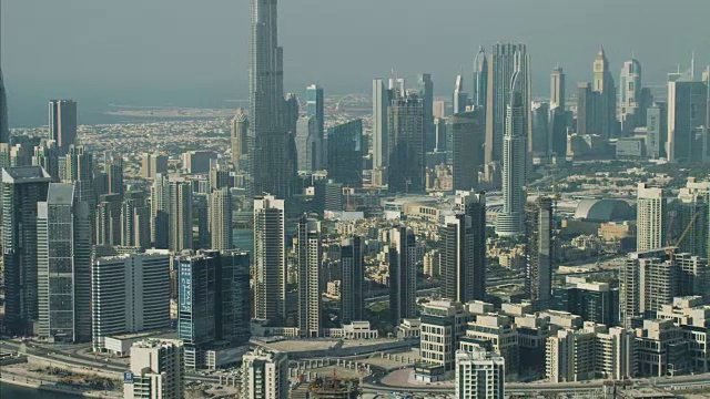 空中城市商业湾迪拜塔哈利法摩天大楼视频素材