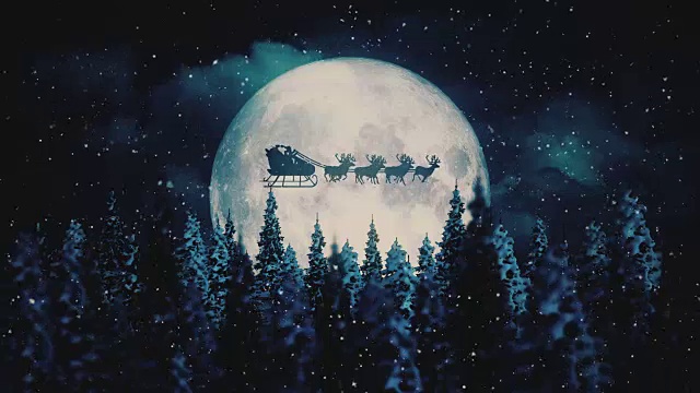 圣诞夜飞翔的圣诞老人视频素材