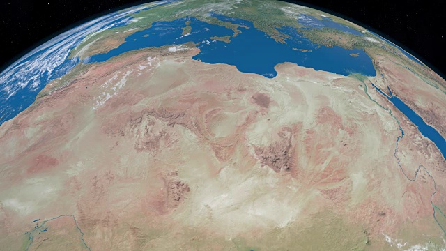 地球上的撒哈拉沙漠，从外太空鸟瞰视频素材