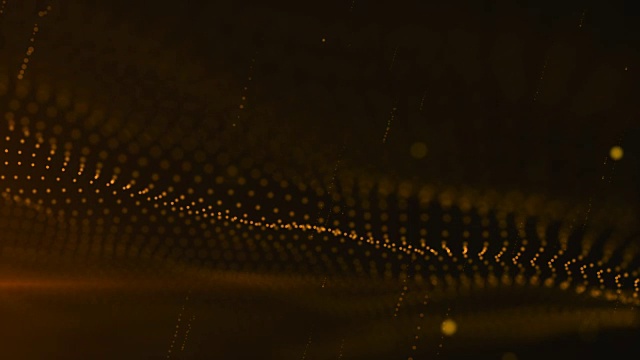 波浪和粒子背景，金色视频素材
