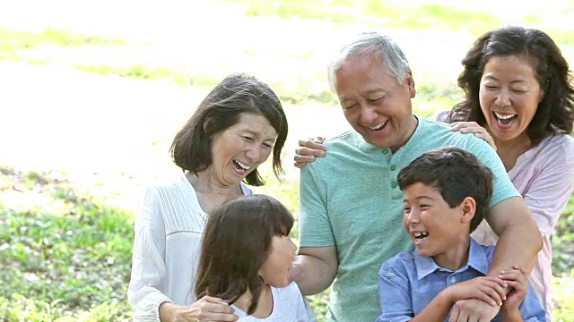 几代同堂的日本家庭在户外视频素材