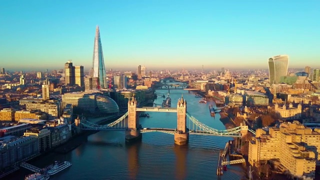 航拍伦敦和泰晤士河的视频视频购买