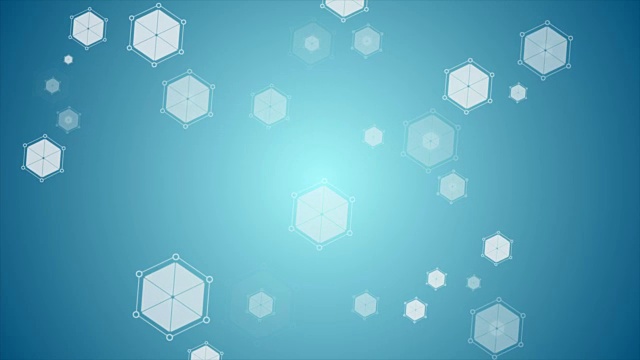 蓝色抽象六边形分子技术视频动画视频素材