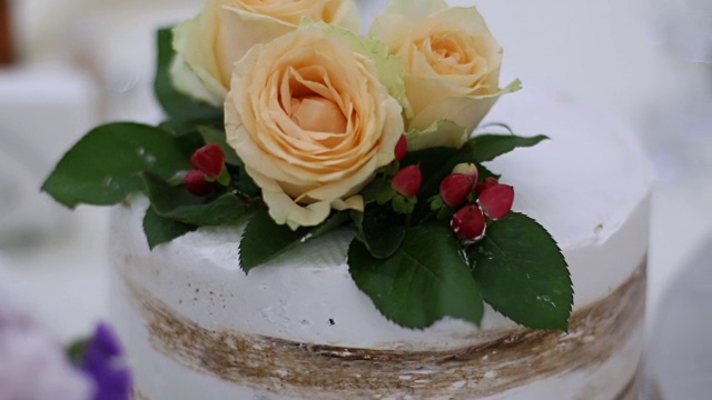 美味美味的婚礼蛋糕细节视频素材