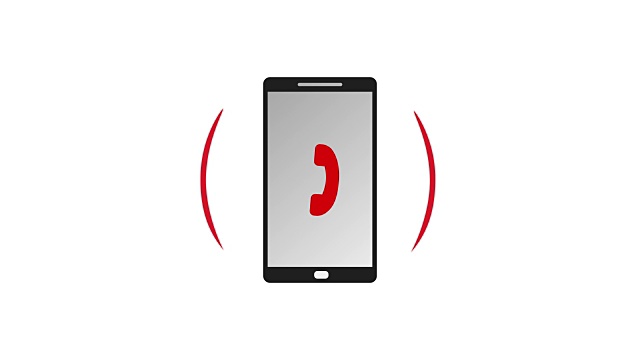 孤立的智能手机呼叫与红色图标和圆爆发矢量动画4k视频。视频素材