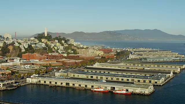 鸟瞰旧金山船码头码头视频素材