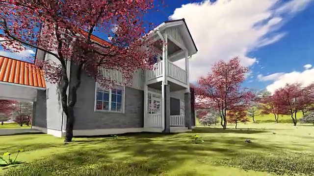 美国房子在春天的花园视频下载
