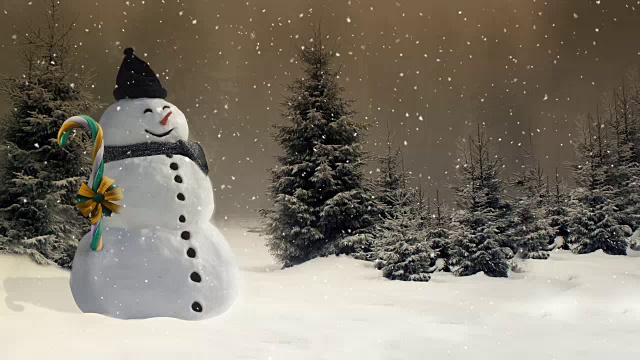 圣诞动画与雪人在森林里视频下载