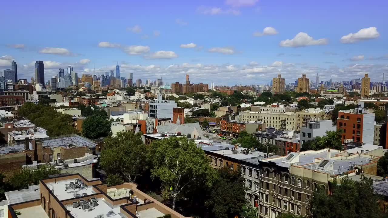 Bed Stuy布鲁克林纽约天际线天线视频素材