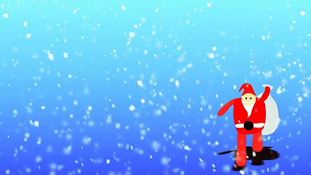 4k圣诞老人与礼品袋行走-可循环视频素材