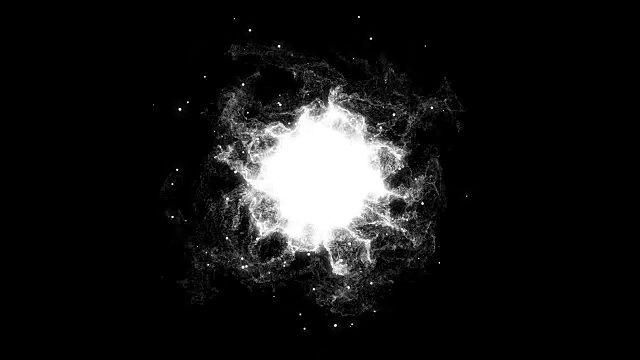 三维渲染，抽象宇宙爆炸冲击波暖金能量在黑色背景上，纹理效果视频素材