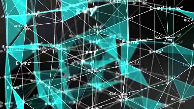 暗背景连接网络的数学物理公式，技术概念视频下载