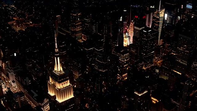 曼哈顿市中心夜间鸟瞰图视频素材