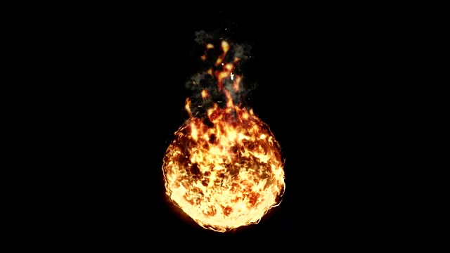 真正的火球火与烟在黑色的背景，危险的火焰视频下载