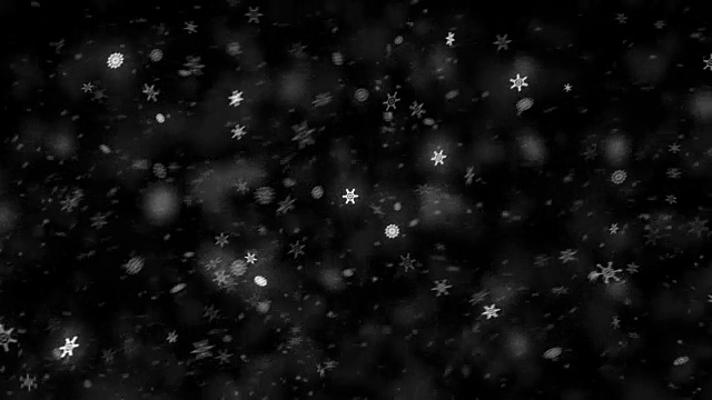 圣诞黑幕背景上有雪花从上飘落，节日雪花圣诞事件视频素材