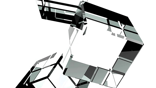白色背景上抽象的玻璃立方体视频下载
