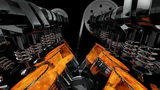 闪亮的V8引擎动画与爆炸视频素材