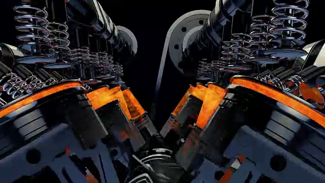 关闭工作V8引擎动画与爆炸-循环视频素材