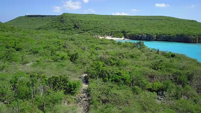 在库拉索岛的Daaibooi海滩和加勒比海的4K视频鸟瞰图视频下载