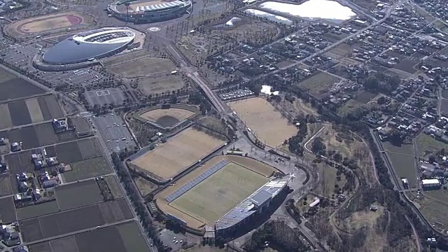 日本埼玉县熊谷橄榄球场，AERIAL视频素材