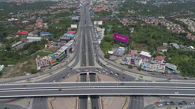 巨大的交通，桥梁和隧道，环形道路，罗摩5，曼谷，泰国，4k视频视频素材