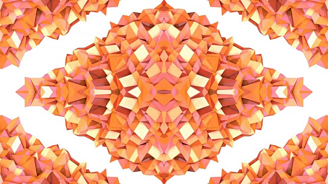 抽象简单的三维背景在橙色渐变颜色，低多边形风格作为现代几何背景或数学环境万花筒的效果。4K超高清或全高清无缝循环。V2视频素材
