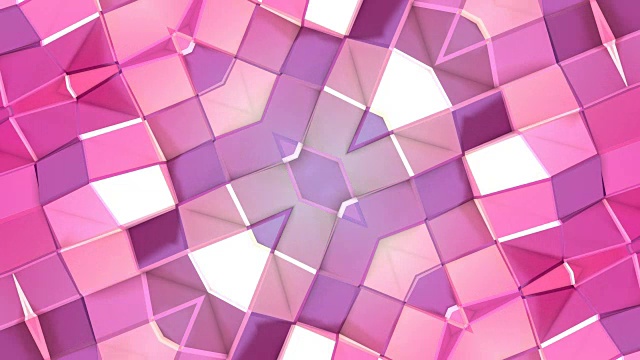 抽象简单的三维背景在红紫色渐变颜色，低聚风格作为现代几何背景或数学环境万花筒的效果。4K超高清或全高清无缝循环。30.视频素材