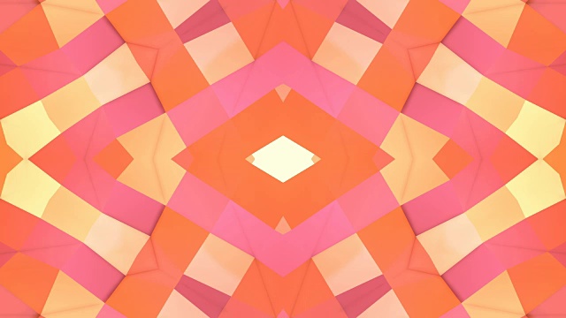 抽象简单的三维背景在橙色渐变颜色，低多边形风格作为现代几何背景或数学环境万花筒的效果。4K超高清或全高清无缝循环。V10视频素材