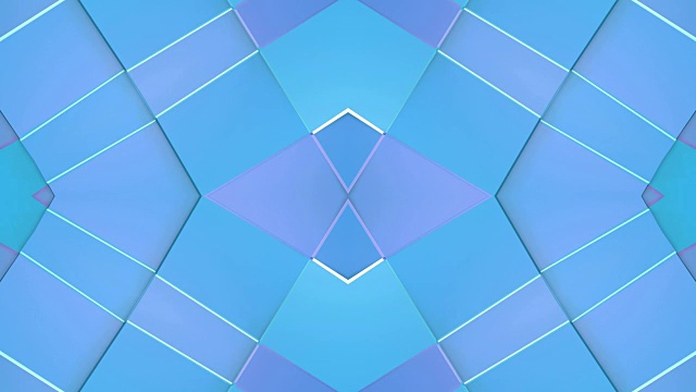 抽象简单的三维背景蓝紫色渐变颜色，低聚风格作为现代几何背景或数学环境万花筒的效果。4K超高清或全高清无缝环视频素材