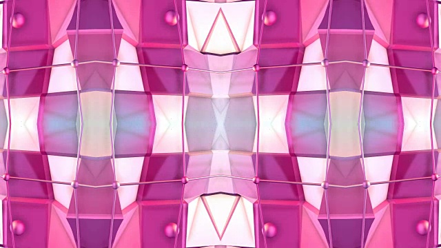 抽象简单的三维背景在红紫色渐变颜色，低聚风格作为现代几何背景或数学环境万花筒的效果。4K超高清或全高清无缝循环。V5视频素材