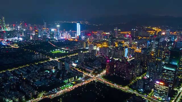 中国夜光深圳市景航拍全景4k时间视频素材