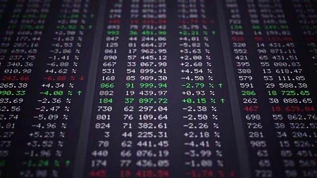 股票市场。数据和数字在变化。循环动画。视频素材