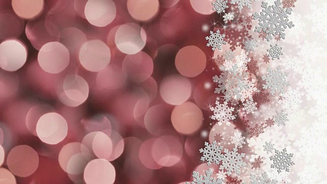 圣诞节，冬天背景的雪花，星星和节日灯光。视频素材