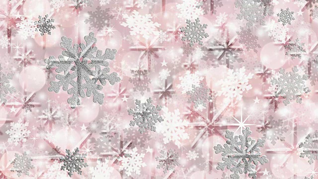 圣诞节，冬天背景的雪花，星星和节日灯光。视频素材