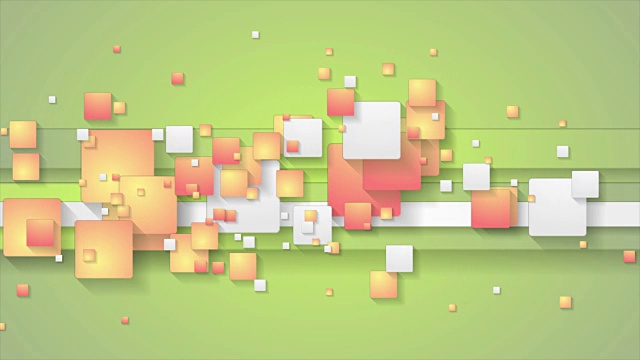抽象的绿色橙色运动背景与方块视频素材