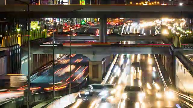 泰国曼谷城市夜市交通堵塞的时间流逝。视频素材