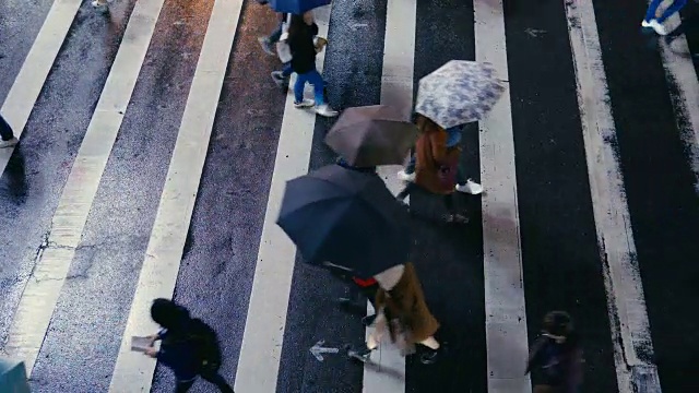 台北台湾-行人过马路在雨天视频下载