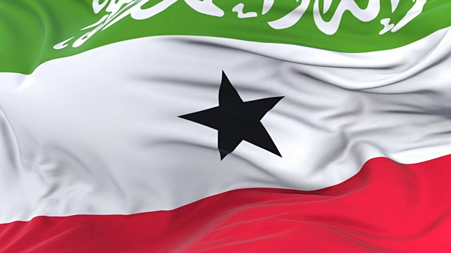 索马里兰的旗帜在蓝天中缓缓飘扬，盘旋视频素材
